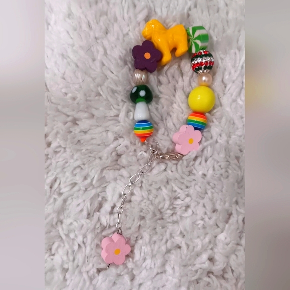 Colorful Handcrafted Childs Y2K 5.5" W 2" Chain Extender Grow With Her Bracelet - Picture 1 of 3